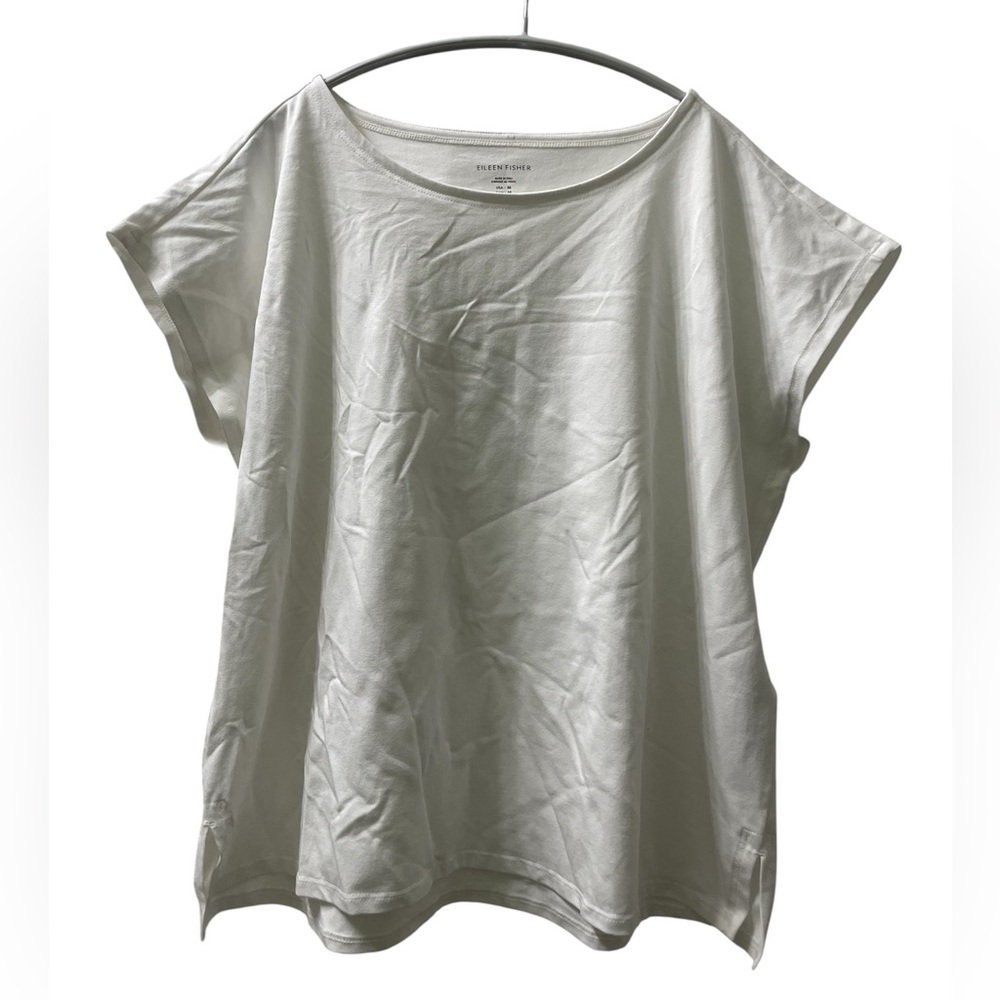 Eileen Fisher White Traceable Organic Cotton Jersey Box-Top